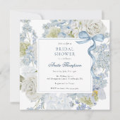 Something Blue Floral Ribbon Bridal Shower Einladung (Vorderseite)
