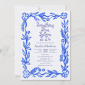 Something Blue Hand Drawn Flower Bridal Shower Einladung (Vorderseite)