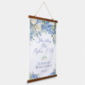 Something Blue Hydrangea Bridal Shower Backdrop Wandteppich Mit Holzrahmen (Gewinkelt)