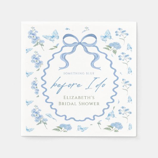 Something Blue Hydrangea Bridal Shower Napkins Serviette (Vorderseite)