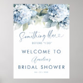 Something Blue Hydrangea Bridal Shower Sign Poster (Vorne)
