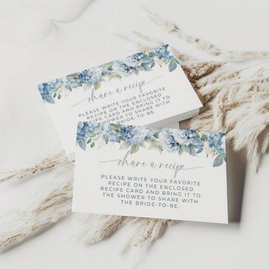 Something Blue Hydrangea Recipe Card Insert