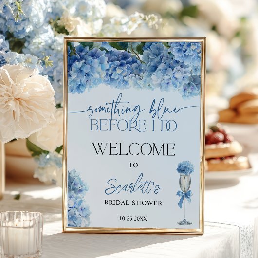 Something Blue Hydrangea Welcome Bridal Shower  Poster