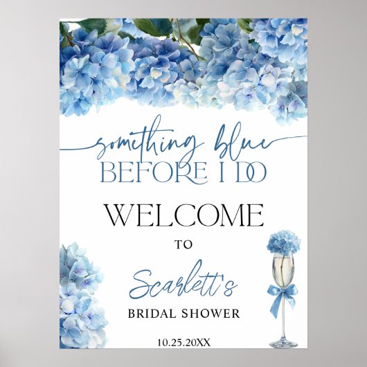 Something Blue Hydrangea Welcome Bridal Shower  Poster (Vorne)