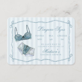 Something Blue Lingerie Sizes Shower Invitation Begleitkarte