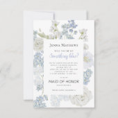 Something Blue Maid of Honor Wedding Proposal Card Dankeskarte (Vorderseite)
