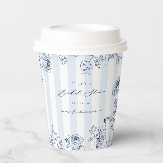 Something Blue Paper Cup Bridal Shower Table Decor Pappbecher (Vorderseite)