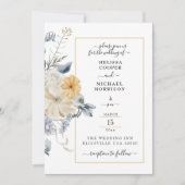 SOMETHING BLUE, PASTEL FLORAL ON WHITE WEDDING EINLADUNG (Vorderseite)
