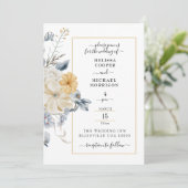 SOMETHING BLUE, PASTEL FLORAL ON WHITE WEDDING EINLADUNG (Stehend Vorderseite)