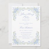 Something Blue Preppy Floral Bridal Shower Einladung (Vorderseite)