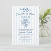 Something Blue Stripe Bridal Shower Invitation Einladung (Stehend Vorderseite)