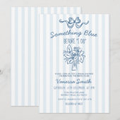 Something Blue Stripe Bridal Shower Invitation Einladung (Vorne/Hinten)