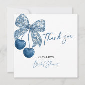 Something Blue Theme Blue Bow Bridal Shower Dankeskarte (Vorderseite)