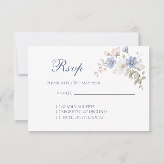 Something Blue Wedding RSVP card Karte (Vorderseite)