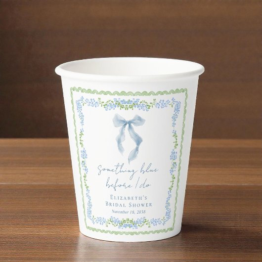Something Blue Whimsical Bow Bridal Shower Pappbecher