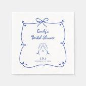 Something Blue Whimsical Hand Drawn Bridal Shower Serviette (Vorderseite)