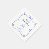 Something Blue Whimsical Hand Drawn Bridal Shower Serviette (Ecke)