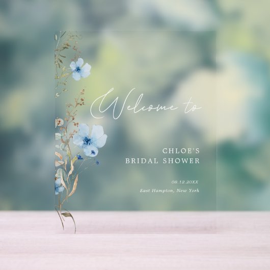 Something Blue Wildflower Bridal Shower Acrylschild (Neutral)