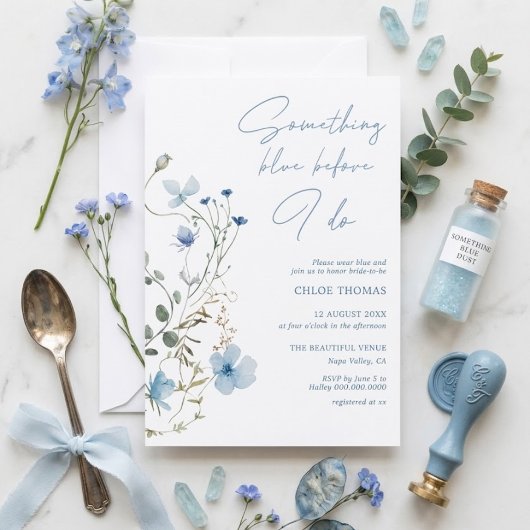 Something Blue Wildflower Bridal Shower Einladung