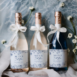 Something Blue Wine Bottle Label Bridal Shower Set Weinetikett