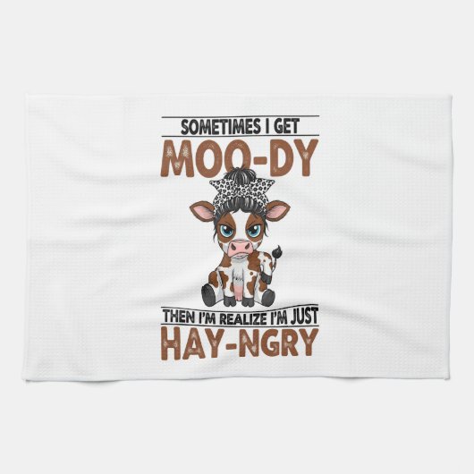 Sometimes I Get Moo-dy Hay-ngry Cow Geschirrtuch (Horizontal)