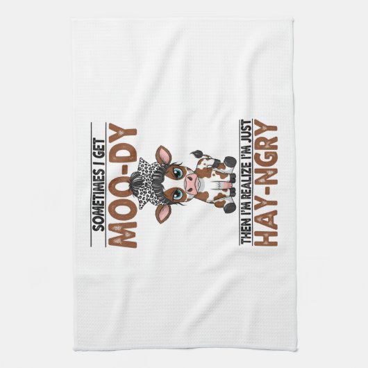 Sometimes I Get Moo-dy Hay-ngry Cow Geschirrtuch (Vertikal)