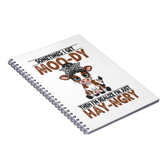 Sometimes I Get Moo-dy Hay-ngry Cow Notizblock (Rechte Seite)