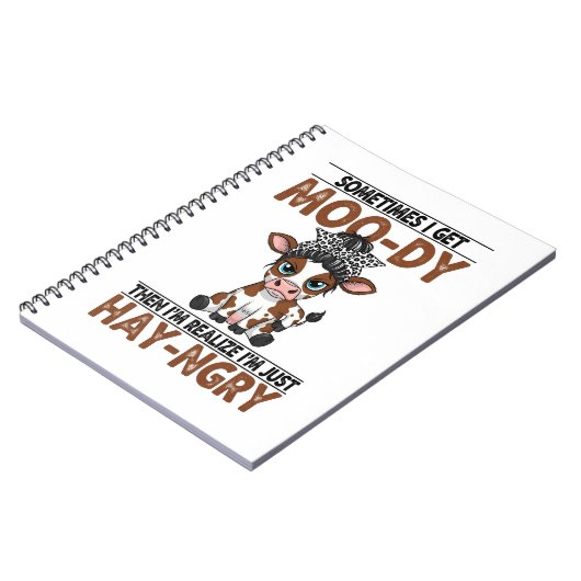Sometimes I Get Moo-dy Hay-ngry Cow Notizblock (Linke Seite)