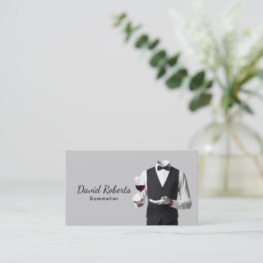 Sommelier Beruflicher Barkeeper Schlicht Wein Visitenkarte (Stehend Vorderseite)