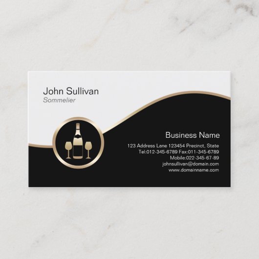 Sommelier Business Card Gold Weinflaschen Symbol Visitenkarte (Vorderseite)