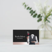 Sommelier Moderne Rose Goldener Barkeeper Visitenkarte (Stehend Vorderseite)