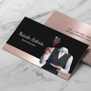 Sommelier Moderne Rose Goldener Barkeeper Visitenkarte
