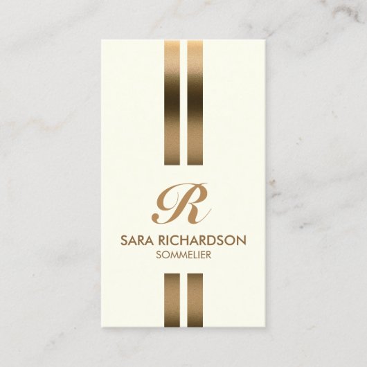 Sommelier Monogram Faux Gold Visitenkarte (Vorderseite)