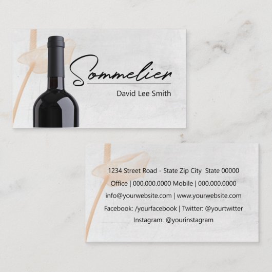 Sommelier Visitenkarte (Vorne/Hinten)