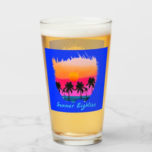 Sommer 1980er Beach Retro Vibe Glas (Rückseite (gefüllt))