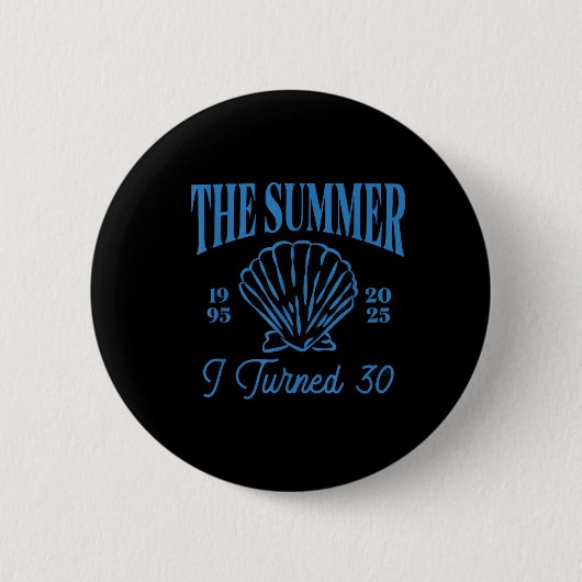 Sommer 30. Geburtstagsfeier Seashell Küste Button (Vorderseite)