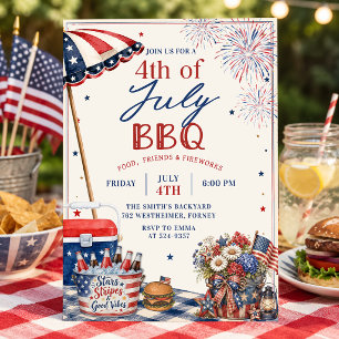 Sommer 4. Juli BBQ-Party-Einladung Einladung