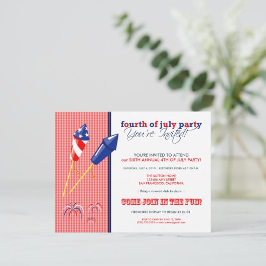Sommer 4. Juli Party/Cookout Einladung: 2a Einladung (Stehend Vorderseite)