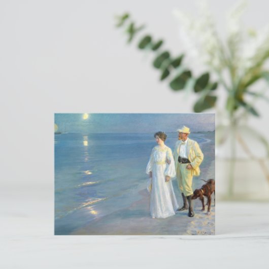 Sommer Abend am Strand in Skagen, P.S. Kroyer Postkarte (Stehend Vorderseite)