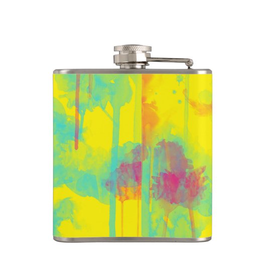 Sommer abstrakter Spaß Wasserfarbe Spritzer Flachmann (Rückseite)