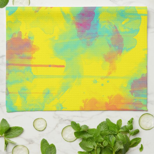 Sommer abstrakter Spaß Wasserfarbe Spritzer Geschirrtuch (Gefaltet)