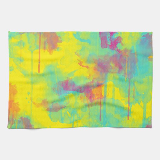 Sommer abstrakter Spaß Wasserfarbe Spritzer Geschirrtuch (Horizontal)