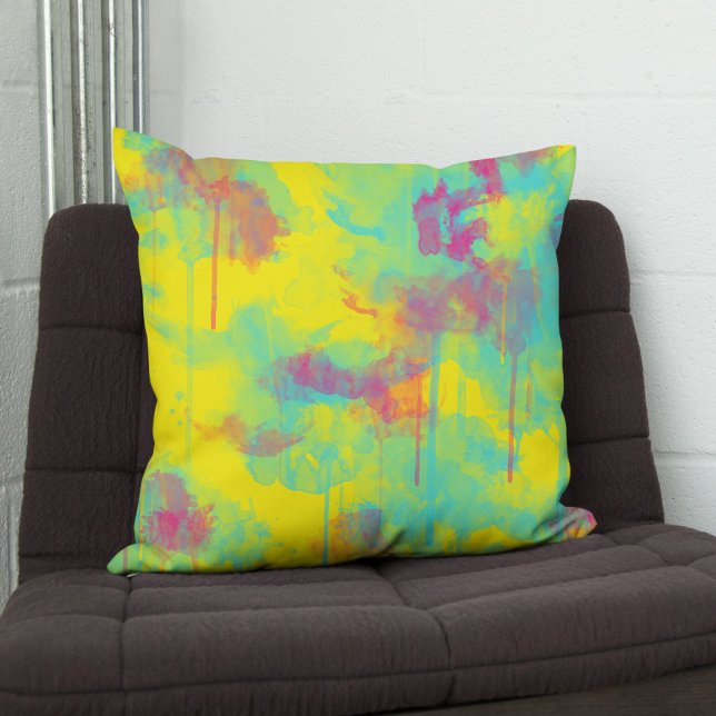 Sommer abstrakter Spaß Wasserfarbe Spritzer Kissen (Von Creator hochgeladen)
