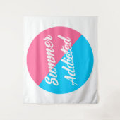Sommer Addicted, rosa und blau Design Wandteppich (Vorderseite)