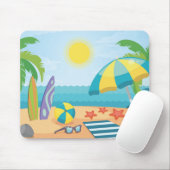 Sommer am Strand mit Surfboards und Palmen Mousepad (Mit Mouse)