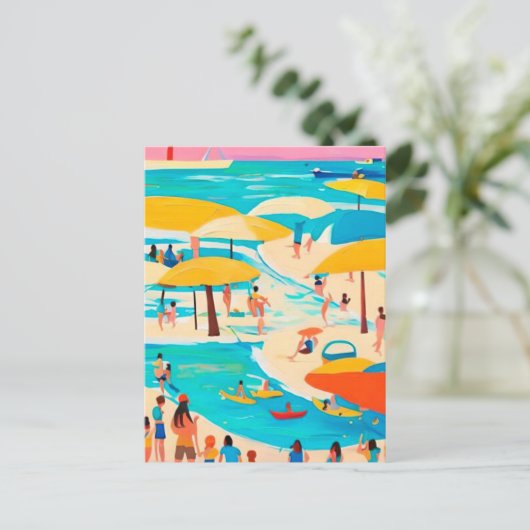 Sommer am Strand Postkarte (Stehend Vorderseite)