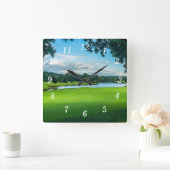 Sommer an der Golfmauer Quadratische Wanduhr (Zuhause)