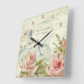 Sommer an der Hütte Rose Bicycle Butterfly Bienen Quadratische Wanduhr (Winkel)
