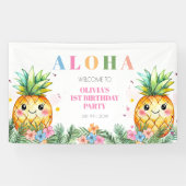 Sommer Ananas Aloha Kinder 1. Geburtstag Willkomme Banner (Horizontal)