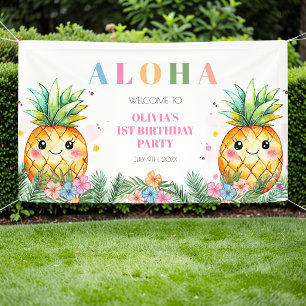 Sommer Ananas Aloha Kinder 1. Geburtstag Willkomme Banner